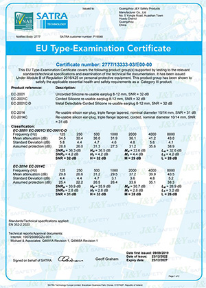 CE-сертификат на силиконовые беруши